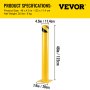 Bezpečnostný stĺpik VEVOR 48" x 4,5" Stĺpik bezpečnostnej bariéry 4-1/2" OD 48" Výška Žltá rúrka s práškovým nástrekom Oceľová bezpečnostná bariéra so 4 voľnými kotviacimi skrutkami pre oblasť citlivú na premávku
