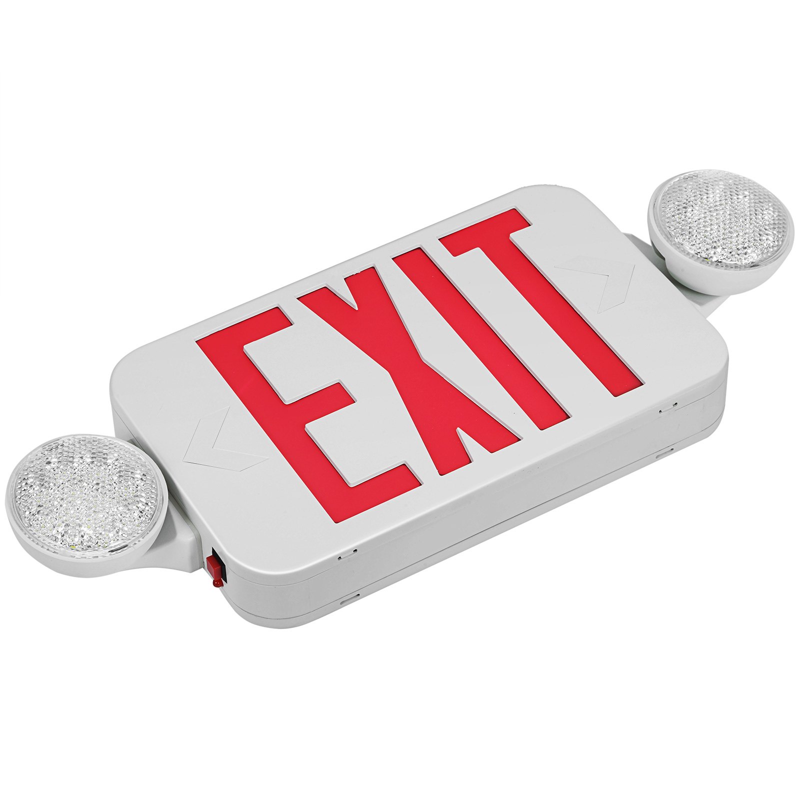 VEVOR 4 Pack Emergency Lights Red EXIT Sign with Dual LED Lamp Heads ABS Fire Resistance Exit Light with Emergency Light Photoluminescent Exit Sign Emergency Exit Light Led Exit Alarm