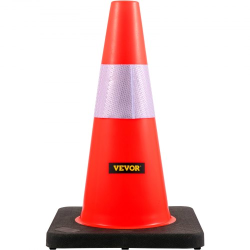 VEVOR Safety Cones, 18 in/45 cm Height, 5 PCS PVC Orange Traffic Cone with Reflective Collar and Black Weighted Base, Used for Traffic Control, Driveway Road Parking and School Improvement