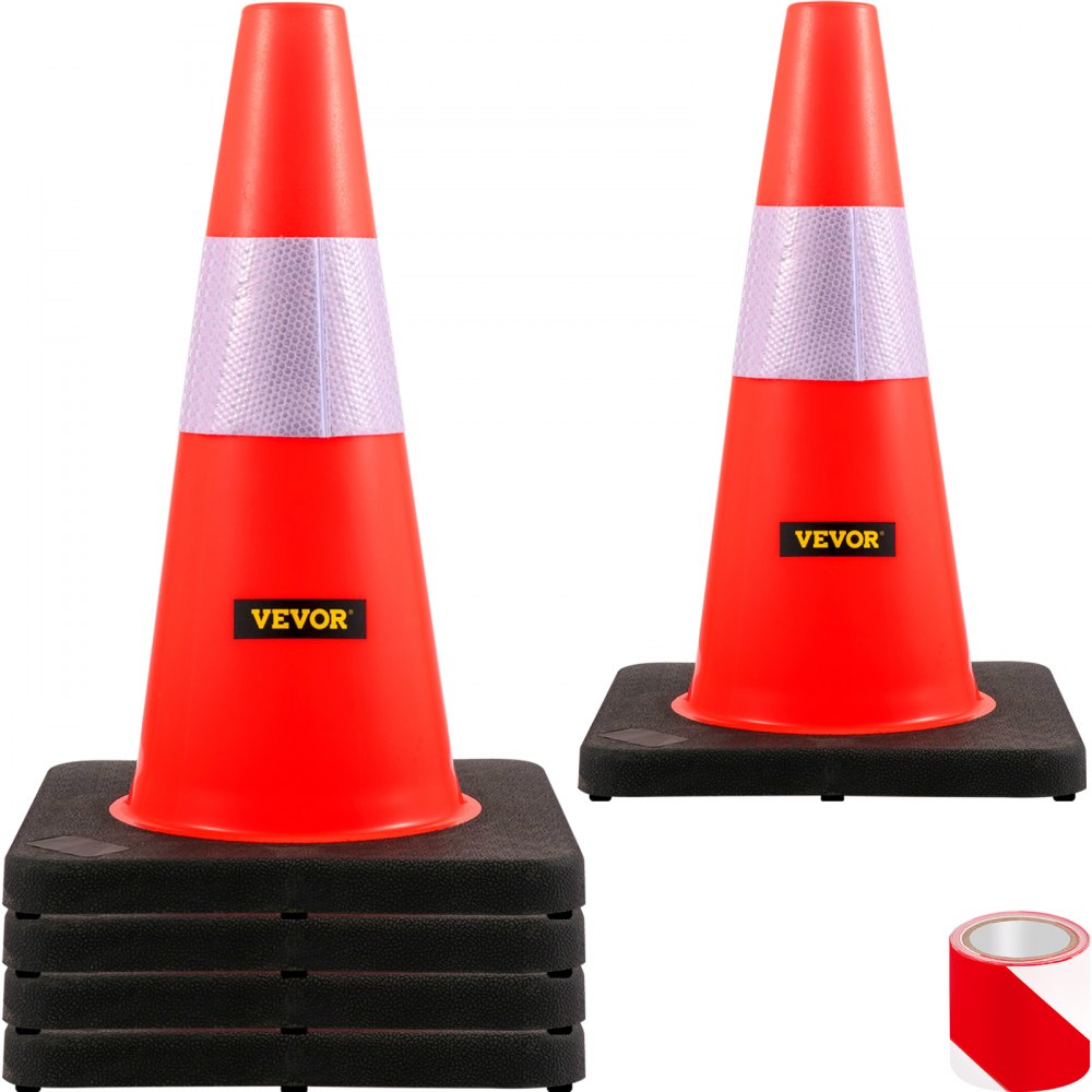 VEVOR Safety Cones, 18 in/45 cm Height, PCS PVC Orange Traffic Cone with  Reflective Collar and Black Weighted Base, Used for Traffic Control,  Driveway Road Parking and School Improvement VEVOR US