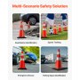 VEVOR Safety Cones, 8 x 30" Traffic Cones, PVC Orange Construction Cones, Reflective Collars Traffic Cones with Black Weighted Base Used for Traffic Control, Driveway Road Parking and School Improvem