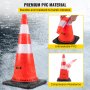 VEVOR Safety Cones, 8 x 30" Traffic Cones, PVC Orange Construction Cones, Reflective Collars Traffic Cones w/ Black Weighted Base Used for Traffic Control, Driveway Road Parking and School Improvement