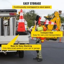 VEVOR Safety Cones, 8 x 30" Traffic Cones, PVC Orange Construction Cones, Reflective Collars Traffic Cones w/Black Weighted Base Used for Traffic Control, Driveway Road Parking and School Improvement