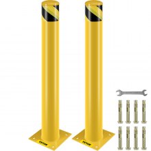 Bezpečnostný stĺpik VEVOR, stĺpik s výškou 36 palcov, bezpečnostný stĺpik z oceľovej rúry s priemerom 4,5 palca, žltý oceľový stĺpik, oceľový bezpečnostný stĺpik s 8 kotviacimi skrutkami, ideálne pre oblasti citlivé na premávku