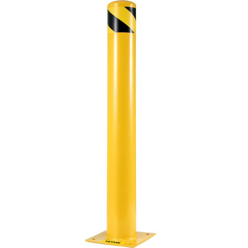 4-Pack Yellow Steel Safety Bollards – 48" Height X 4.5" Diameter, With 16 Anchor Bolts & Installation Template, For Storefronts & Traffic Control