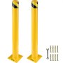 Bezpečnostný stĺpik VEVOR, stĺpik s výškou 48 palcov, bezpečnostný stĺpik z oceľovej rúry s priemerom 4,5 palca, žltý oceľový stĺpik, oceľový bezpečnostný stĺpik s 8 kotviacimi skrutkami, ideálne pre oblasti citlivé na premávku