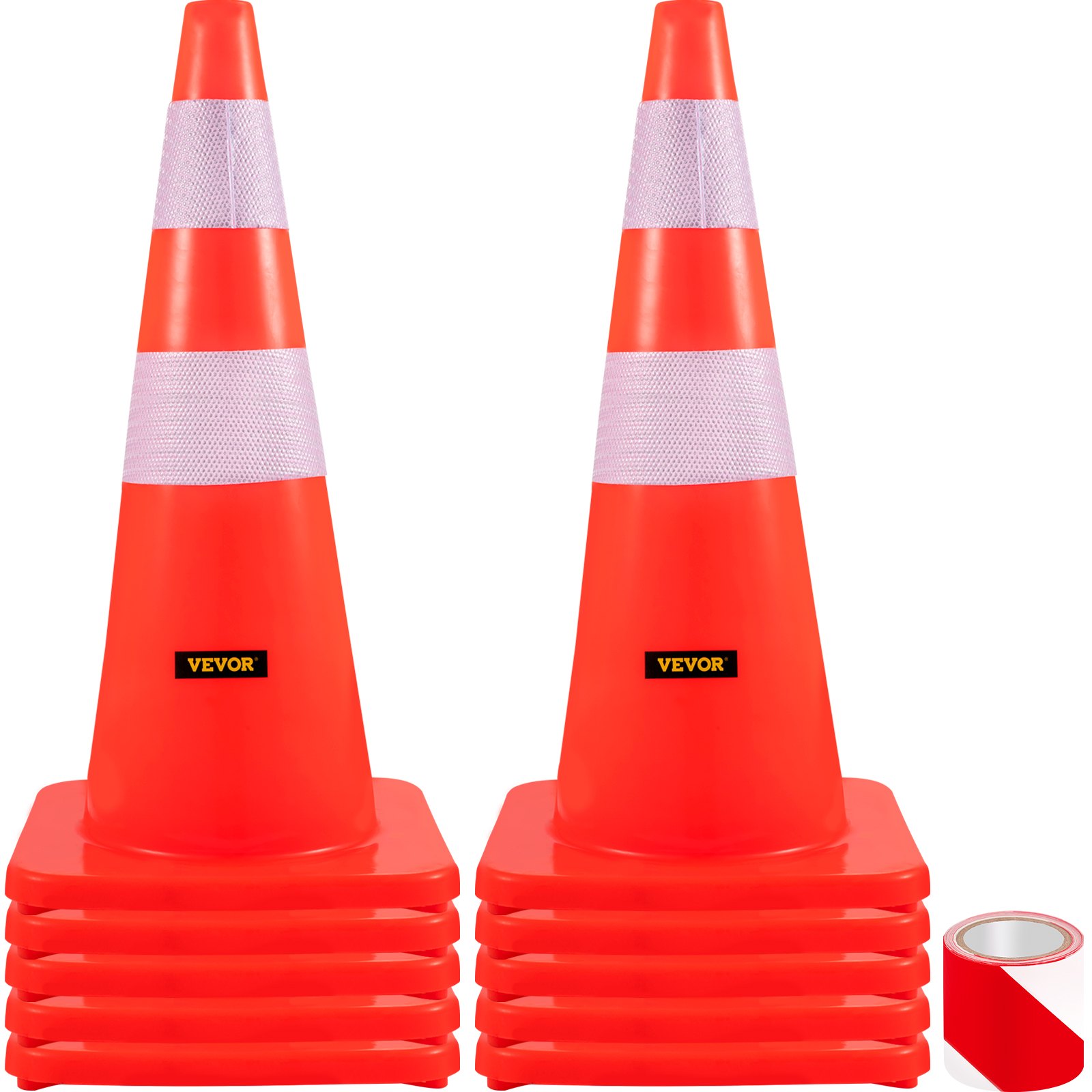 Sweiko Safety Cones, 28 in/73 cm Height, 10 PCS PVC Orange Traffic Cone with 2 Reflective Collars and Weighted Base, Used for Traffic Control, Driveway Road Parking and School Improvement Sweiko Safety Cones, 28 in/73 cm Height, 10 PCS PVC Orange Traffic Cone with 2 Reflective Collars and Weighted Base, Used for Traffic Control, Driveway Road Parking and School Improvement