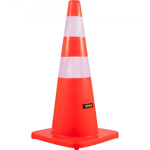 VEVOR Safety Cones, 28 in/73 cm Height, 12 PCS PVC Orange Traffic Cone with 2 Reflective Collars and Weighted Base, Used for Traffic Control, Driveway Road Parking and School Improvement