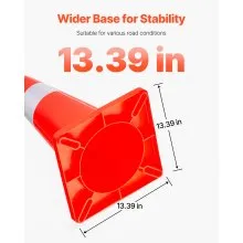 VEVOR Safety Cones, 28 in/73 cm Height, 12 PCS PVC Orange Traffic Cone with 2 Reflective Collars and Weighted Base, Used for Traffic Control, Driveway Road Parking and School Improvement