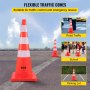 VEVOR Safety Cones Traffic Cones 6 x 36" Orange Reflective Collars Road Cones