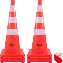 VEVOR Safety Cones Traffic Cones 6 x 36" Orange Reflective Collars Road Cones