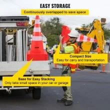 VEVOR Safety Cones, 6 x 36" Traffic Cones, PVC Orange Construction Cones, Reflective Collars Traffic Cones with Weighted Base Used for Traffic Control, Driveway Road Parking and School Improvement