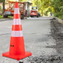 VEVOR Safety Cones, 6 x 36" Traffic Cones, PVC Orange Construction Cones, Reflective Collars Traffic Cones with Weighted Base Used for Traffic Control, Driveway Road Parking and School Improvement