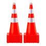 VEVOR Safety Cones, 10PCS 28\" Traffic Cones, PVC Orange Construction Cones, 2 Reflective Collars Traffic Cones with Weighted Base and Hand-Held Ring Used for Traffic Control, Driveway Road Parking