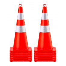 VEVOR Safety Cones, 10PCS 28\" Traffic Cones, PVC Orange Construction Cones, 2 Reflective Collars Traffic Cones with Weighted Base and Hand-Held Ring Used for Traffic Control, Driveway Road Parking