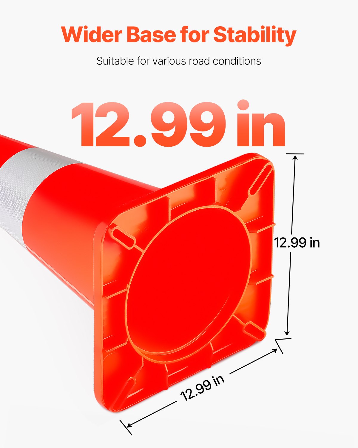 VEVOR Safety Cones, 10PCS 28\" Traffic Cones, PVC Orange Construction Cones, 2 Reflective Collars Traffic Cones with Weighted Base and Hand-Held Ring Used for Traffic Control, Driveway Road Parking