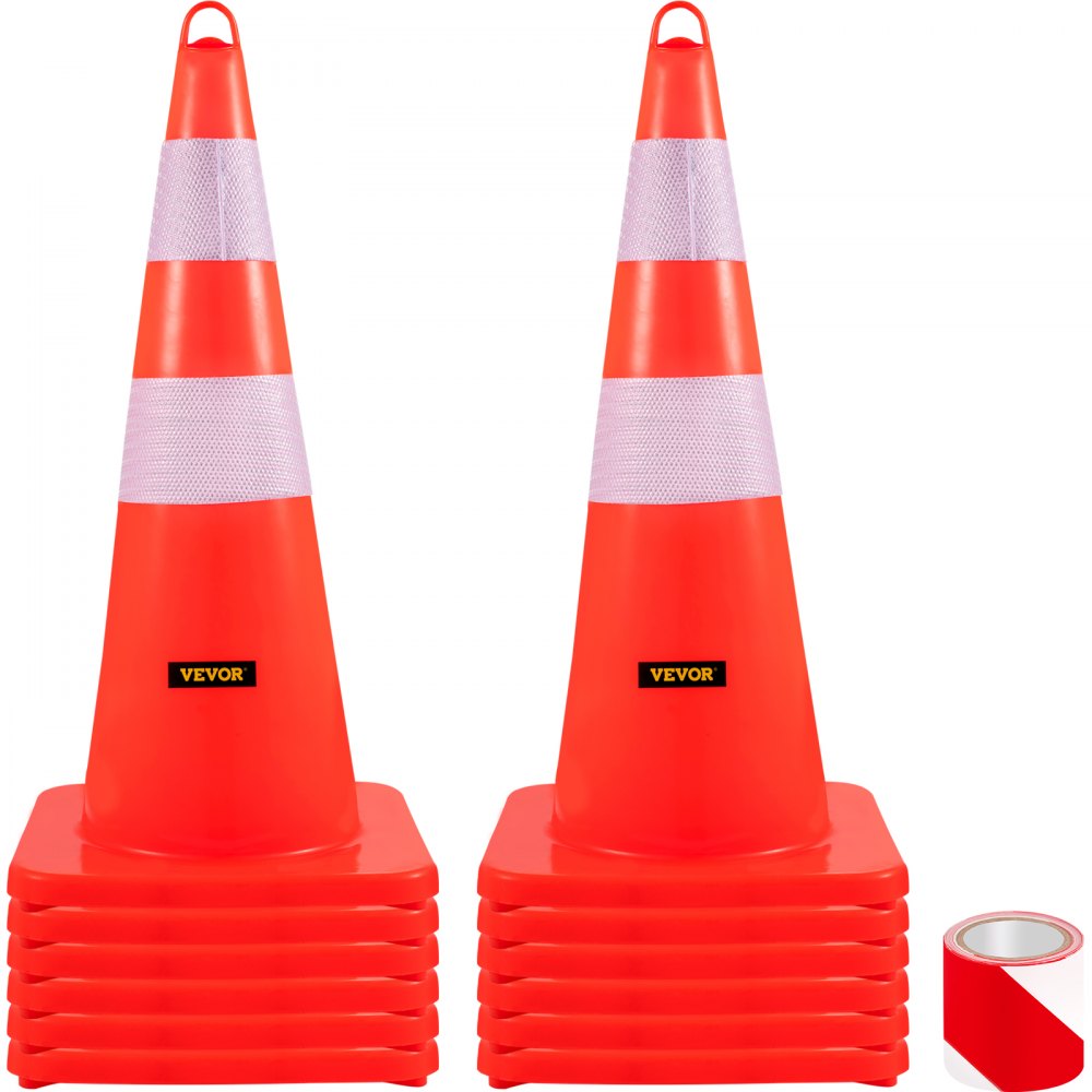 Conuri de siguranță VEVOR Conuri de trafic 12 x 28 inchi Coliere reflectorizante portocalii Conuri de drum