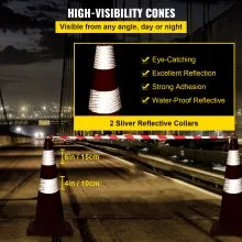 VEVOR Safety Cones, 12 x 28" Traffic Cones, PVC Orange Construction Cones, 2 Reflective Collars Traffic Cones with Weighted Base and Hand-Held Ring Used for Traffic Control, Driveway Road Parking