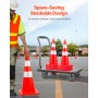 VEVOR Safety Cones, 6 x 28\" Traffic Cones, PVC Orange Construction Cones, 2 Reflective Collars Traffic Cones with Weighted Base and Hand-Held Ring Used for Traffic Control, Driveway Road Parking