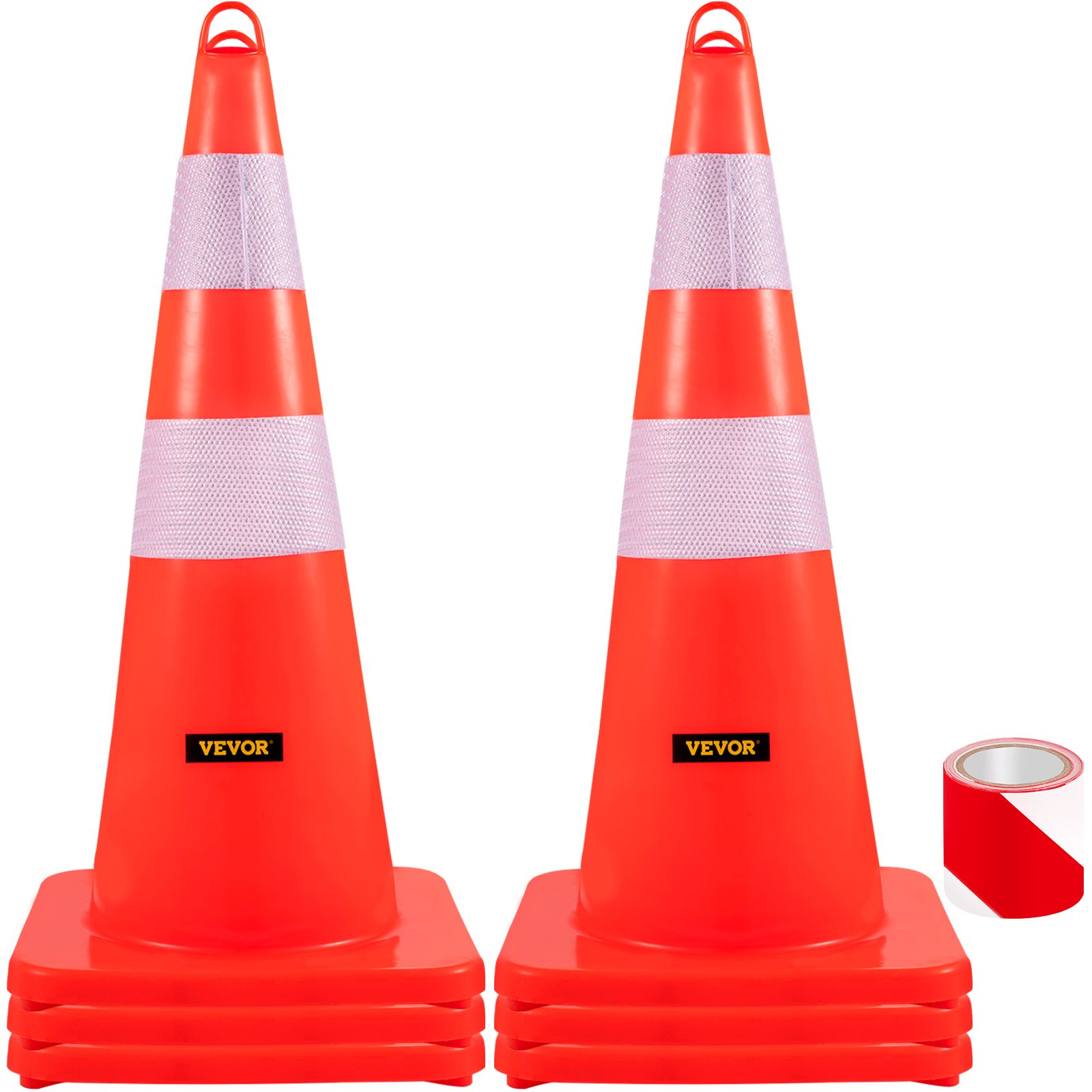 Sweiko Safety Cones, 6 x 28\" Traffic Cones, PVC Orange Construction Cones, 2 Reflective Collars Traffic Cones with Weighted Base and Hand-Held Ring Used for Traffic Control, Driveway Road Parking Sweiko Safety Cones, 6 x 28\" Traffic Cones, PVC Orange Construction Cones, 2 Reflective Collars Traffic Cones with Weighted Base and Hand-Held Ring Used for Traffic Control, Driveway Road Parking