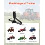 3 Point 2" Receiver Trailer Hitch Category 1 Tractor Quick Hitch Drawbar Adapter