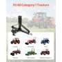 3 Point 2 in Trailer Hitch Receiver Tractor Drawbar Adapter Heavy Duty Steel