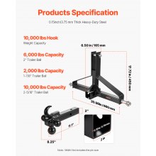 3 Point 2 in Trailer Hitch Receiver Tractor Drawbar Adapter Heavy Duty Steel