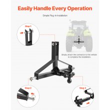 3 Point 2 in Trailer Hitch Receiver Tractor Drawbar Adapter Heavy Duty Steel