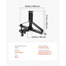 3 Point 2 in Trailer Hitch Receiver Tractor Drawbar Adapter Heavy Duty Steel