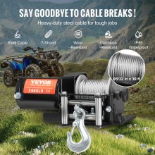 VEVOR Electric Winch ATV UTV 2000 lb Steel Cable IP 55 Waterproof Wired Control