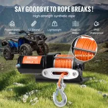 VEVOR Electric Winch ATV UTV 3500 lb Synthetic Rope Waterproof Wired Control