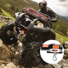 VEVOR Electric Winch ATV UTV 3500 lb Synthetic Rope Waterproof Wired Control