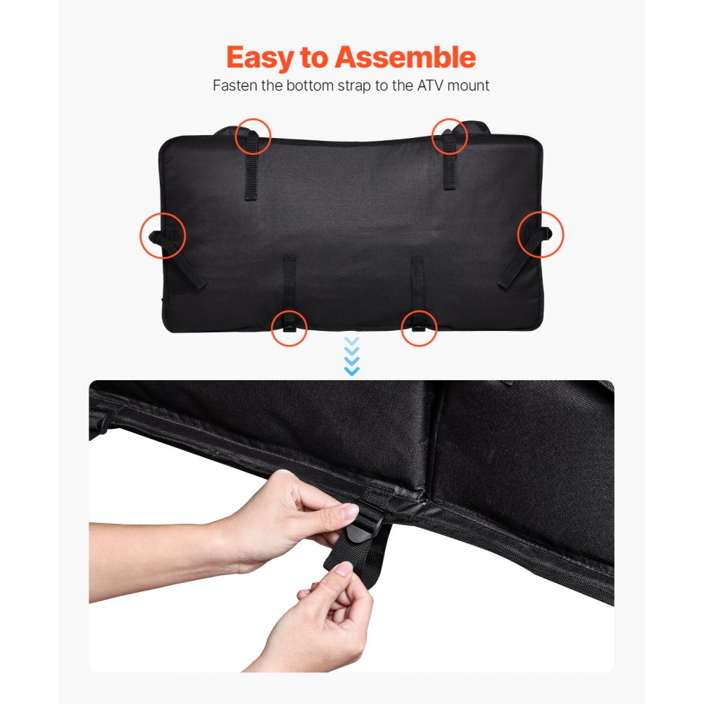 VEVOR ATV Rear Storage Bag, 50L ATV Rear Cargo Bag with Sponge Seat Cushion & Bottle Holder, 600D Oxford Cloth Rear Seat Gear Bag Fit Most ATVs with Rear Rack, Compatible with ATV, UTV, Can-Am Vehicle