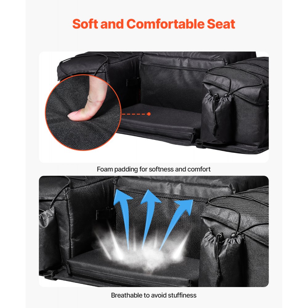 VEVOR ATV Rear Storage Bag, 50L ATV Rear Cargo Bag with Sponge Seat Cushion & Bottle Holder, 600D Oxford Cloth Rear Seat Gear Bag Fit Most ATVs with Rear Rack, Compatible with ATV, UTV, Can-Am Vehicle