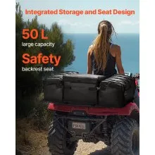 VEVOR 50L ATV Rear Storage Bag 600D Oxford Cloth Rear Cargo Bag & Sponge Cushion