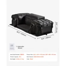 VEVOR 50L ATV Rear Storage Bag 600D Oxford Cloth Rear Cargo Bag & Sponge Cushion