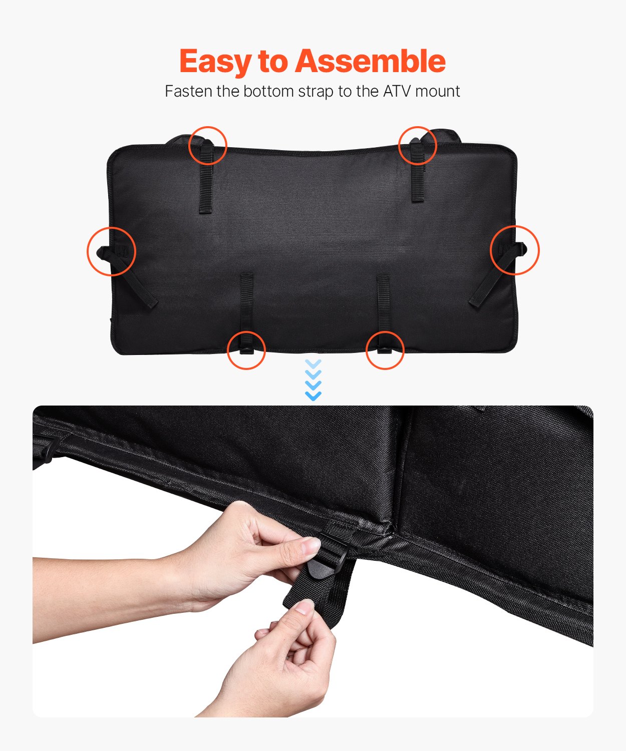 VEVOR ATV Rear Storage Bag, 50L ATV Rear Cargo Bag with Sponge Seat Cushion & Bottle Holder, 600D Oxford Cloth Rear Seat Gear Bag Fit Most ATVs with Rear Rack, Compatible with ATV, UTV, Can-Am Vehicle