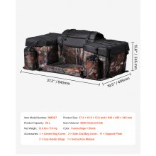 68L ATV Rear Storage Bag 600D Oxford Cloth Rear Cargo Bag with Sponge Cushion