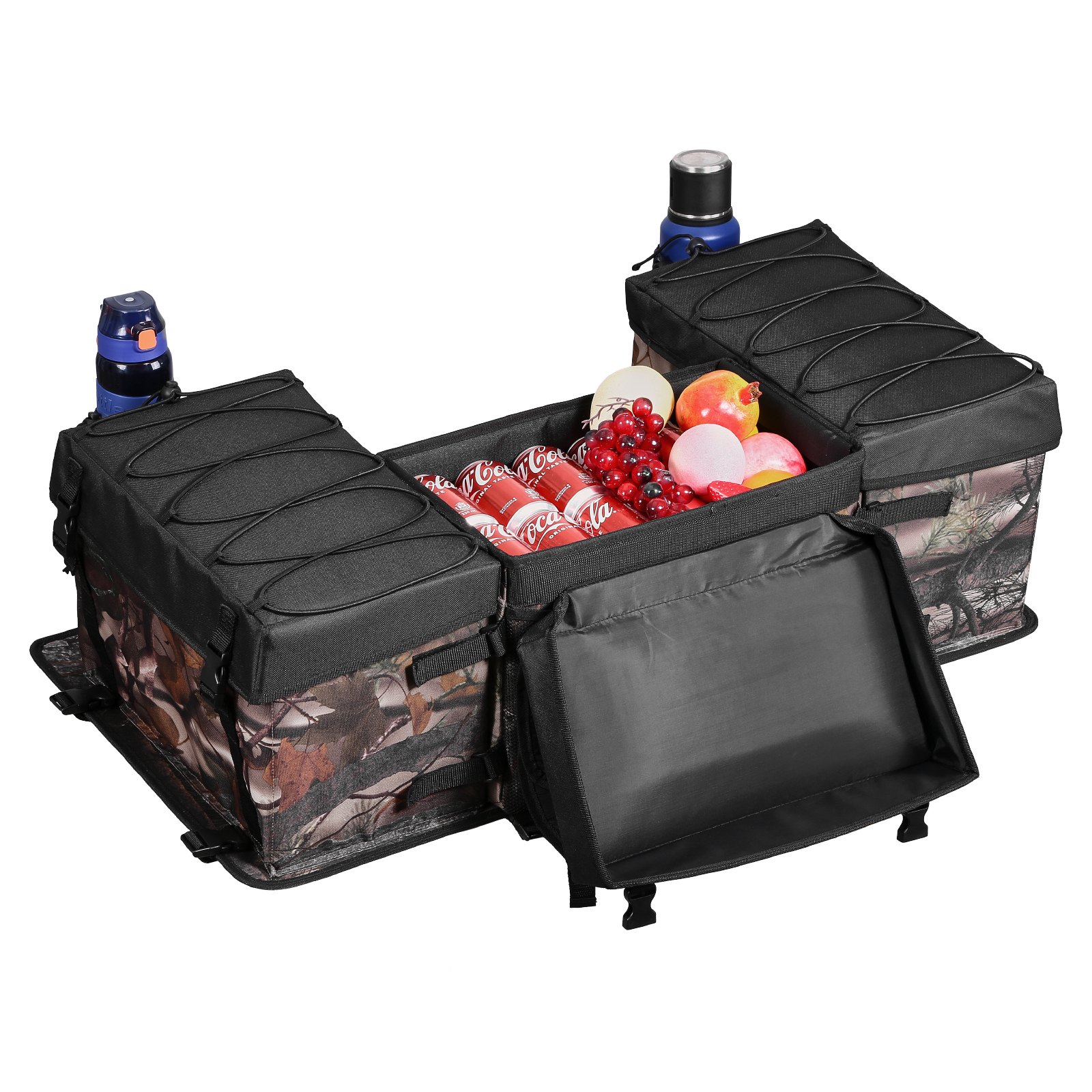 VEVOR ATV Rear Storage Bag, 68L ATV Rear Cargo Bag with Sponge Seat Cushion & Bottle Holder, 600D Oxford Cloth Storage Rear Rack Seat Bag Fit Most ATVs with Rear Rack, Compatible with ATV, UTV, Can-Am