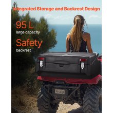 ATV Rear Storage Box Lounger 95L Waterproof ATV Cargo Gear Box with Backrest