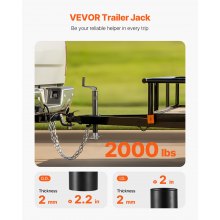 VEVOR A Frame Trailer Jack Bolt on Trailer Tongue Jack 2000 lbs 15-inch Travel