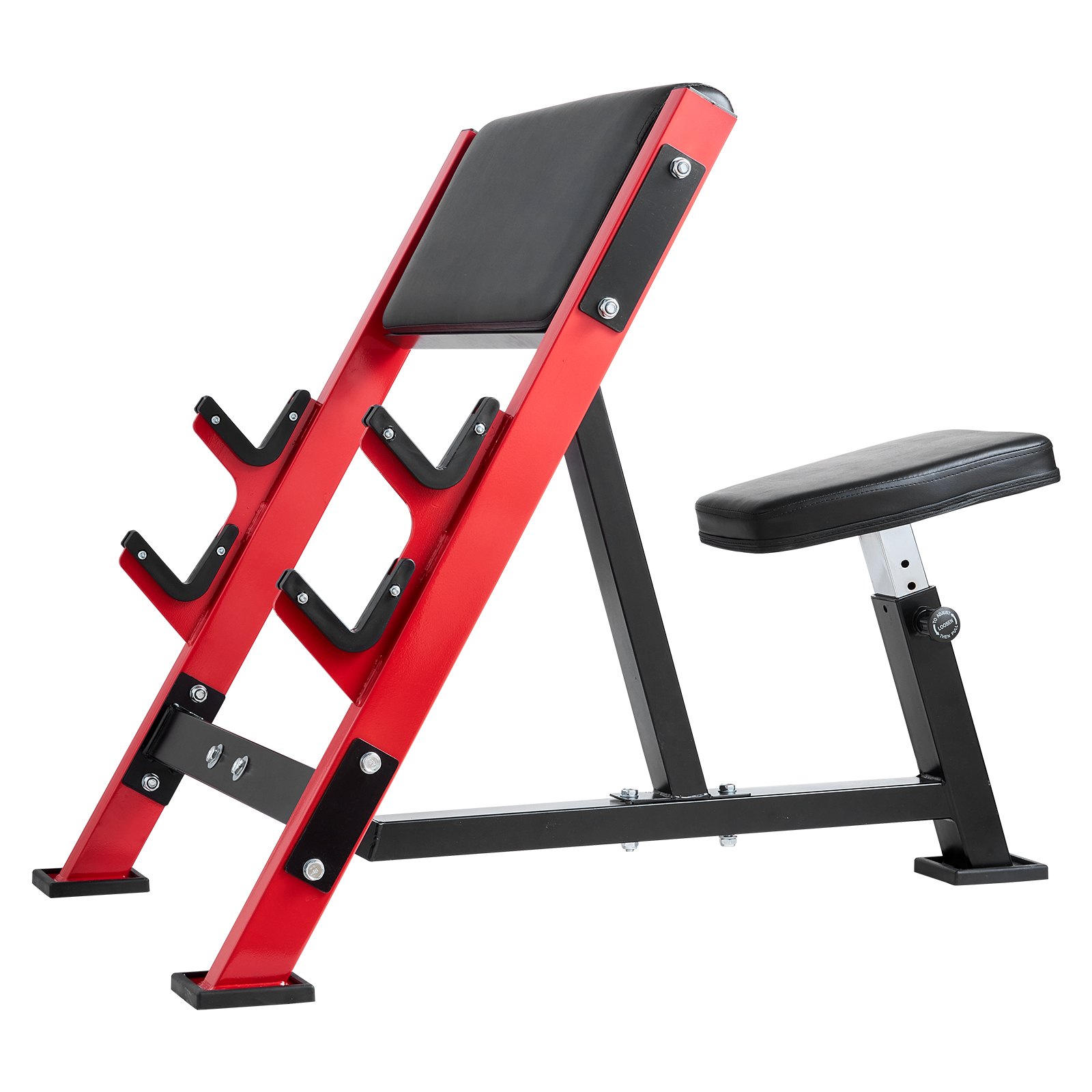 VEVOR Preacher Curl Bench, Strength Training Benches, Max load 660 LBS Home Gym Fitness Equipment, Seated Arm Isolated Barbell Dumbbell Bicep Station, Adjustable Weight Bench with Bar Holders