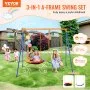 VEVOR Swing Sets for Backyard, 440lbs Load Capacity Swing Set, with 1 Saucer Swing Seat, 1 Belt Swing Seat, Heavy Duty A-Frame Metal Swing Stand and Adjustable Rope, Swingset Outdoor for Kids