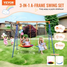 VEVOR Swing Sets for Backyard 1 Saucer 1 Belt Swing Seat A-Frame Metal Stand
