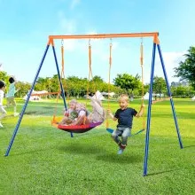 VEVOR Swing Sets for Backyard 1 Saucer 1 Belt Swing Seat A-Frame Metal Stand