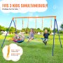 VEVOR swing sets for 3 kids, durable outdoor playset in a green park, enhances playground fun