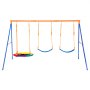 VEVOR Swing Sets for Backyard, 600lbs Load Capacity Swing Set, with 1 Saucer Swing Seat, 2 Belt Swing Seats, Heavy Duty A-Frame Metal Swing Stand and Adjustable Rope, Swingset Outdoor for Kids