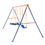 VEVOR Swing Sets for Backyard, 600lbs Load Capacity Swing Set, with 1 Saucer Swing Seat, 2 Belt Swing Seats, Heavy Duty A-Frame Metal Swing Stand and Adjustable Rope, Swingset Outdoor for Kids