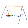 VEVOR Swing Sets for Backyard, 600lbs Load Capacity Swing Set, with 1 Saucer Swing Seat, 2 Belt Swing Seats, Heavy Duty A-Frame Metal Swing Stand and Adjustable Rope, Swingset Outdoor for Kids