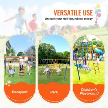 VEVOR Swing Sets for Backyard 6 in 1 Swing Set 440lbs Capacity Metal Swingset